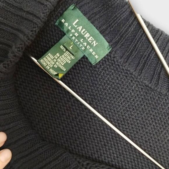 Lauren‎ Ralph Lauren Womens Sweater Sz Large Navy Cotton Nautical Coastal Preppy - Picture 8 of 9